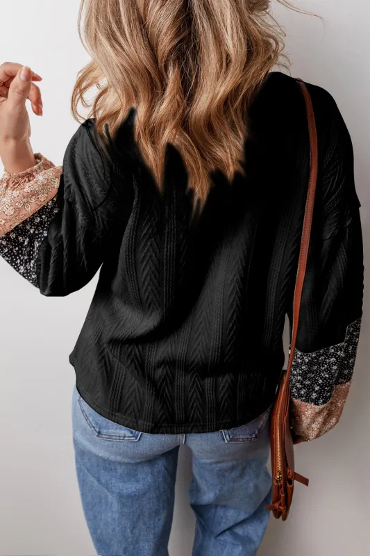Threaded Pear Poppy Textured Knit Drawstring Blouse made by Threaded Pear