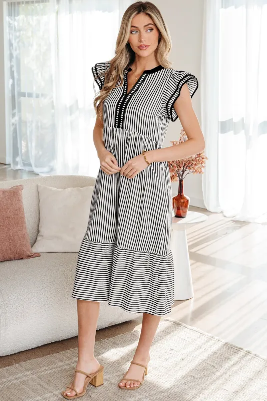 Threaded Pear Opal Contrast Trim Midi Dress made by Threaded Pear