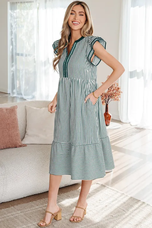 Threaded Pear Ophelia Contrast Trim Midi Dress made by Threaded Pear