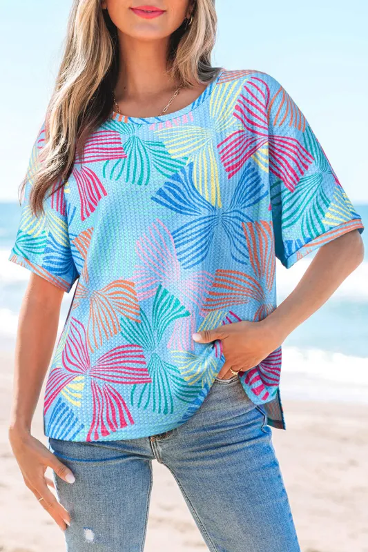 Threaded Pear Lilyana Bowknot Waffle Crewneck Loose Short Sleeve Top made by Threaded Pear