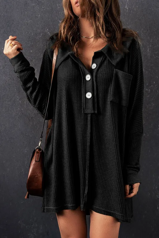 Threaded Pear Nina Waffle Knit Long Sleeve Top made by Threaded Pear