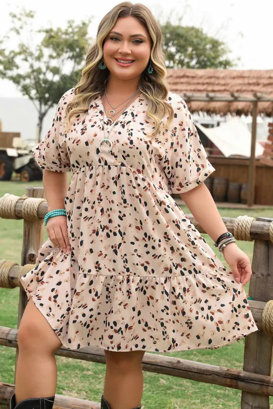 Threaded Pear Leila Plus Size Cuffed Sleeve Empire Waist Dress made by Threaded Pear