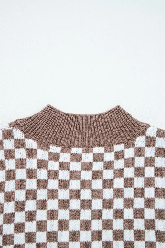 Threaded Pear Mckinley Trim Checkerboard Knit Sweater made by Threaded Pear