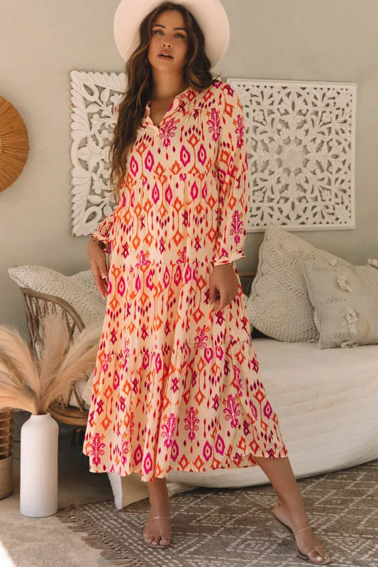 Threaded Pear Marjorie Geometric Printed Maxi Dress made by Threaded Pear