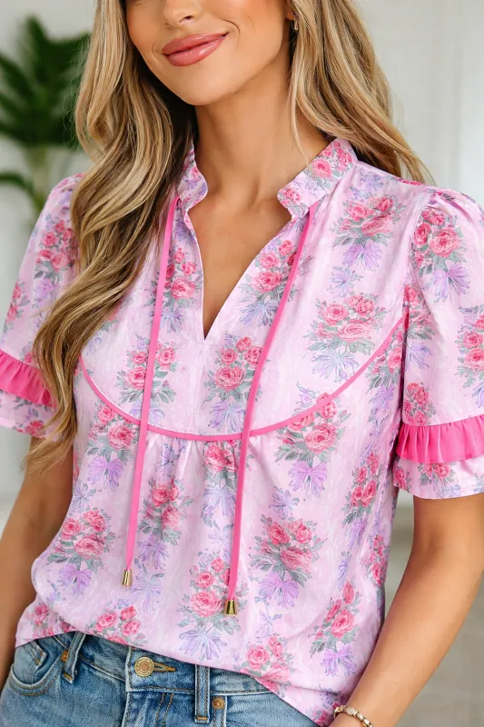 Threaded Pear Keyla Ruffled Short Sleeve Blouse made by Threaded Pear