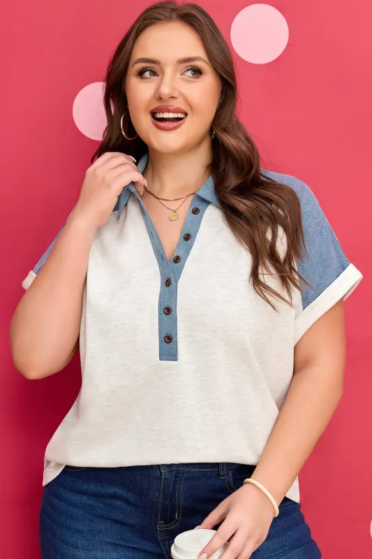 Threaded Pear Maddie Cuffed Sleeve Polo PLUS Tee made by Threaded Pear