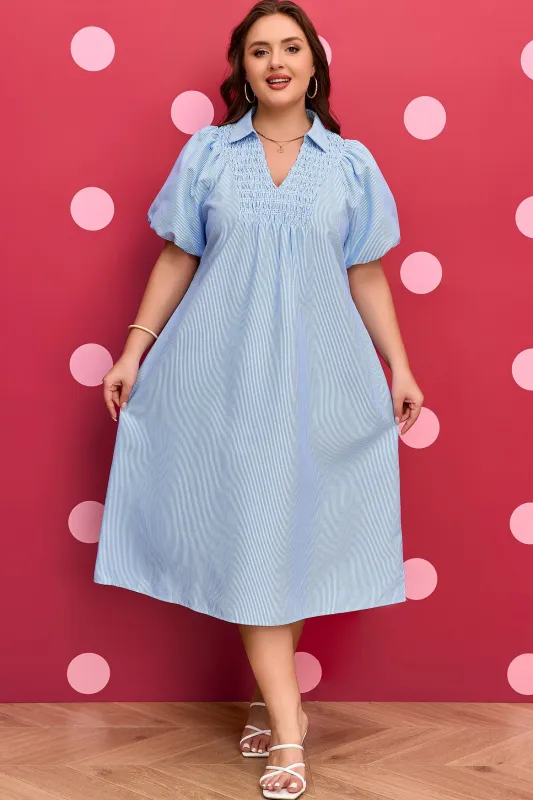 Threaded Pear Julieta Detail Collar Midi PLUS Dress made by Threaded Pear