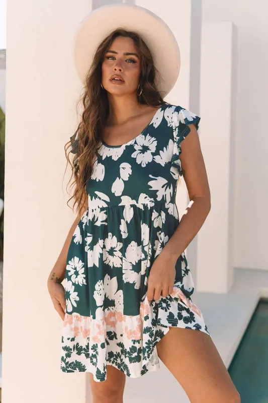 Threaded Pear Louise Floral Ruffle Sleeve Dress made by Threaded Pear