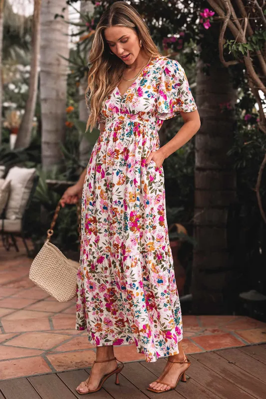 Threaded Pear Kaitlyn Floral Short Sleeve Maxi Dress made by Threaded Pear