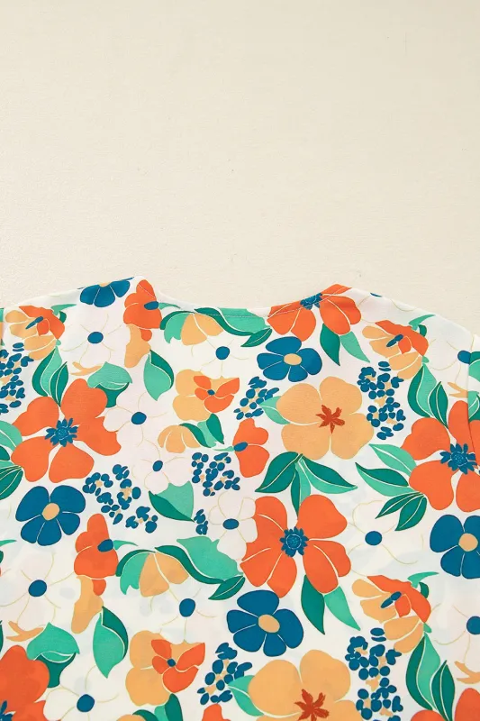 Threaded Pear Lily Print Bracelet Sleeve Blouse made by Threaded Pear