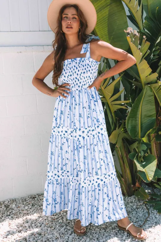 Threaded Pear Lily Floral Smocked Tiered Maxi Dress made by Threaded Pear