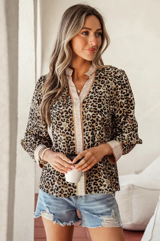Threaded Pear Jordyn Contrast Striped Trim Shirt made by Threaded Pear