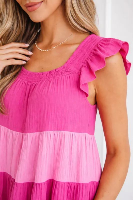 Threaded Pear Jenesis Flutter Tiered Mini Dress made by Threaded Pear