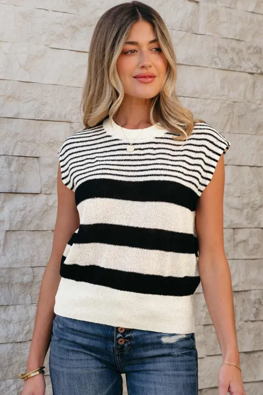 Threaded Pear Irene Striped O Neck Sweater Vest made by Threaded Pear