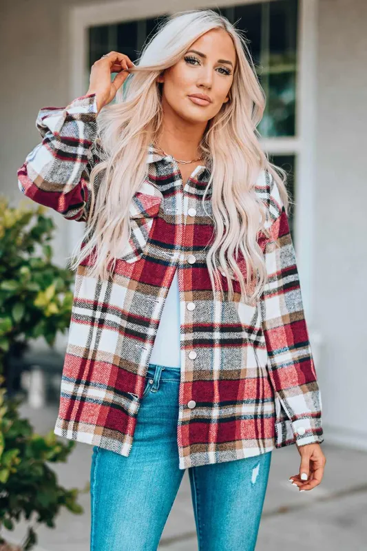 Threaded Pear Keily Plaid Pocketed Shacket made by Threaded Pear