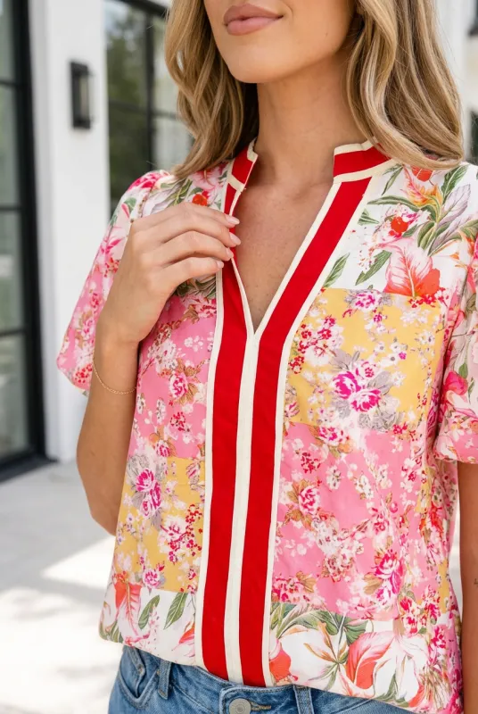 Threaded Pear Katherine Sleeve Floral Blouse made by Threaded Pear