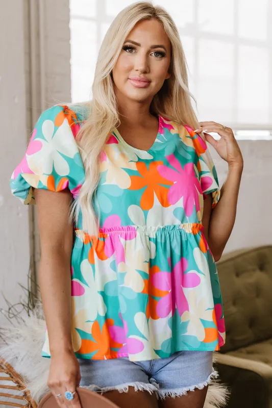 Threaded Pear Kathryn Bubble Sleeve Peplum Blouse made by Threaded Pear