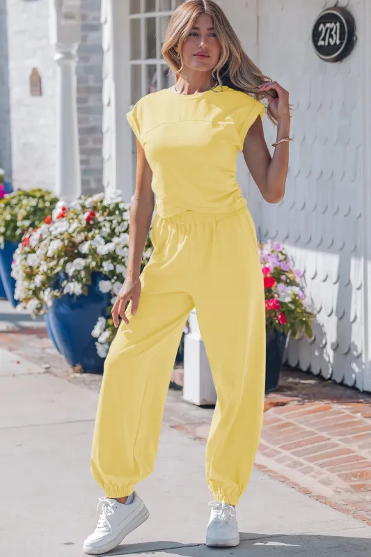 Threaded Pear Kaitlyn Color Cropped Top Set made by Threaded Pear