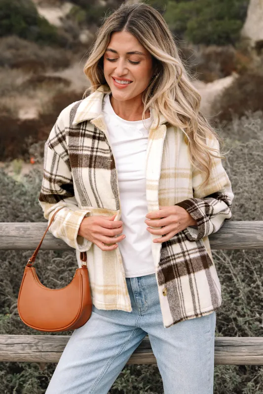 Threaded Pear Julinique Plaid Patchwork Side Shacket made by Threaded Pear