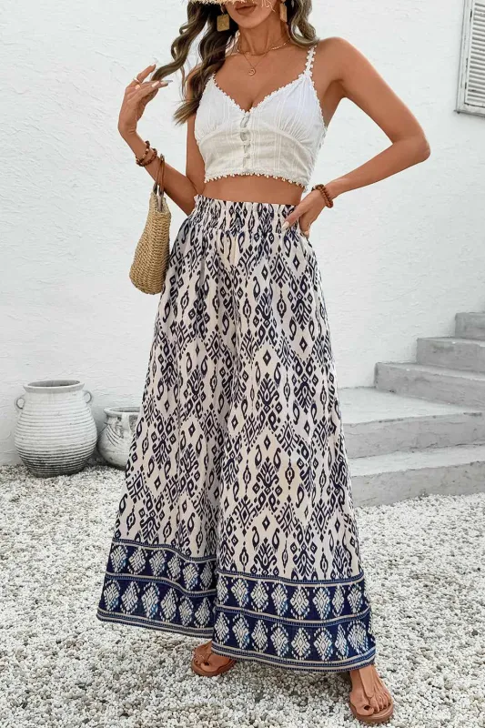 Threaded Pear Giovanna Boho Pattern High Waist Wide Leg Loose Pants made by Threaded Pear