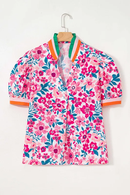 Threaded Pear Gianna Floral Short Sleeve Blouse made by Threaded Pear