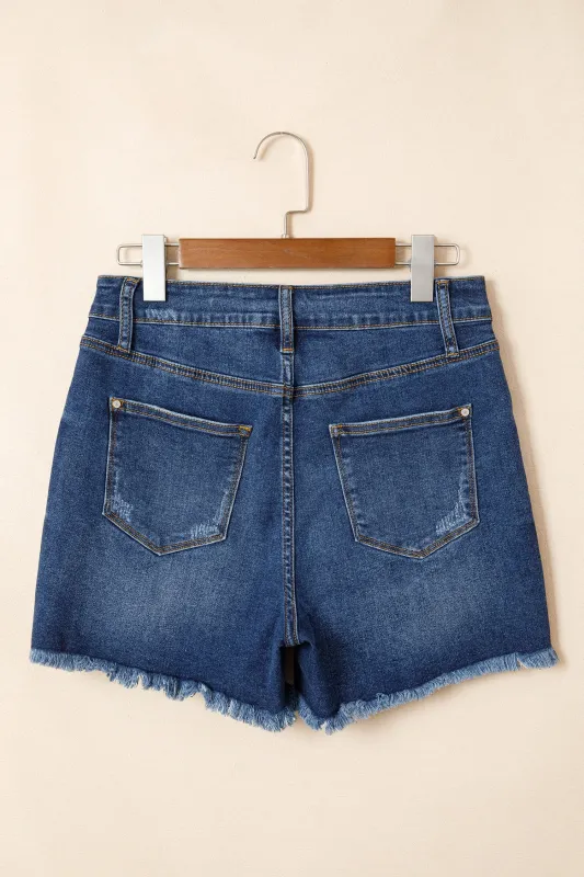 Threaded Pear Holland Hem Distressed Whiskery Shorts made by Threaded Pear