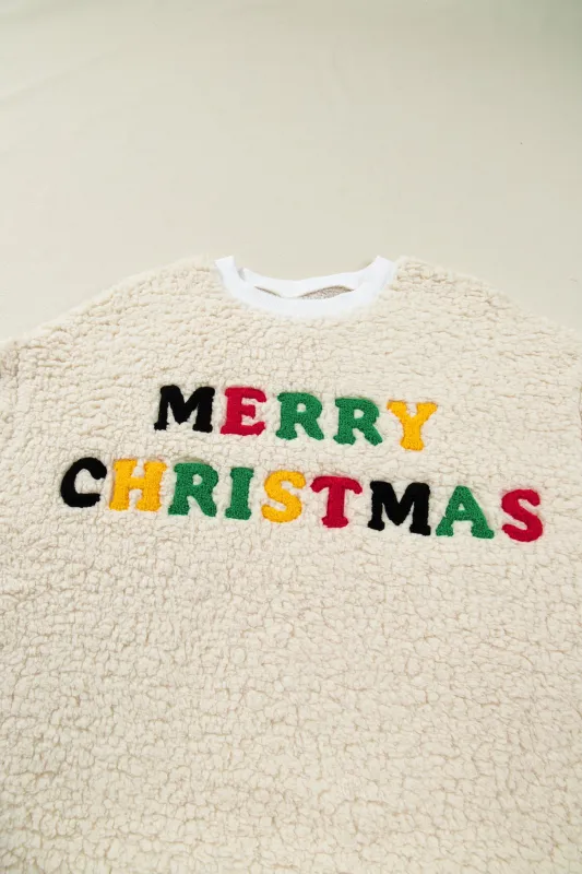 Threaded Pear Ensley Christmas Embroidered Sherpa Pullover made by Threaded Pear