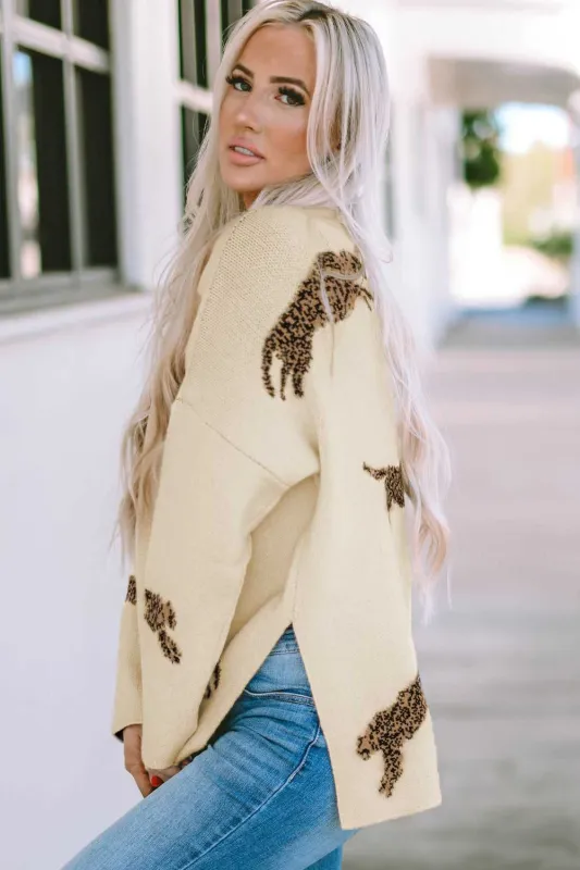 Threaded Pear Harper Print High Hem Sweater made by Threaded Pear