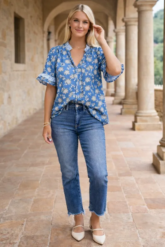 Threaded Pear Hana Detail Short Sleeve Blouse made by Threaded Pear