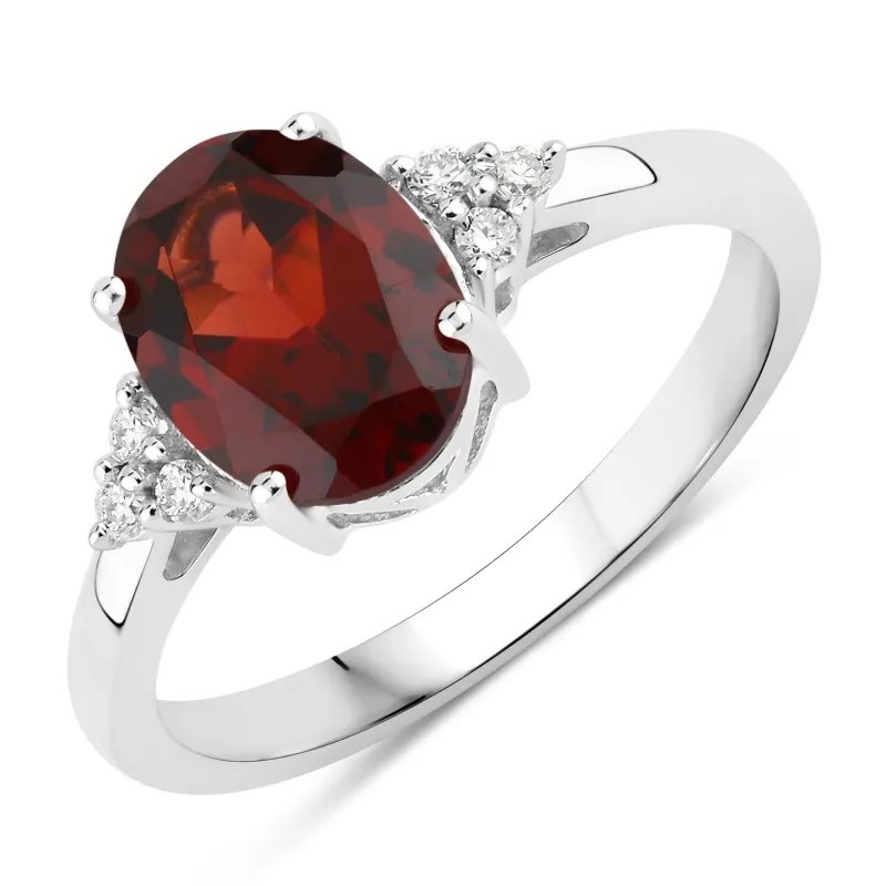 Fine Color Jewels 2.09 Ct Genuine Mozambique Garnet and Lab Grown Diamond Silver Ring made by Zulily