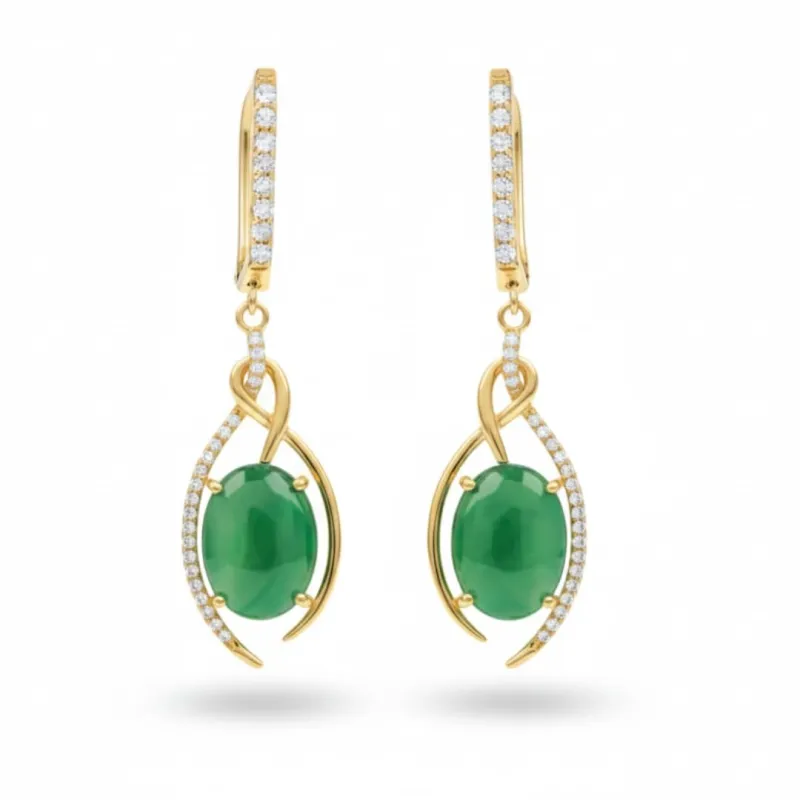 Fine Color Jewels Lever Back Earrings for Women 5.69 Carats Green Agate and White Topaz Gemstone Music Note Earrings for Women Inspired 14K Gold Plated over Sterling Silver Music Note Jewelry made by Zulily