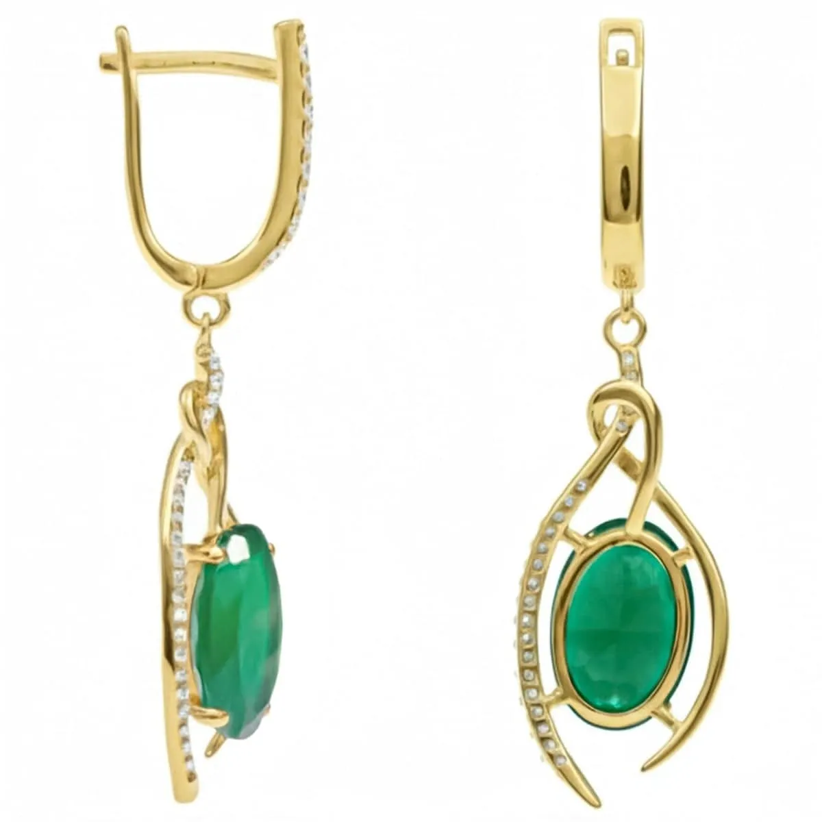 Fine Color Jewels Lever Back Earrings for Women 5.69 Carats Green Agate and White Topaz Gemstone Music Note Earrings for Women Inspired 14K Gold Plated over Sterling Silver Music Note Jewelry sold by Zulily product image thumbnail 2