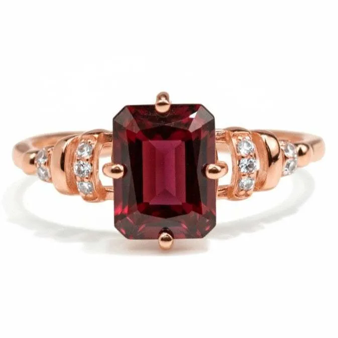 Fine Color Jewels Art Deco Rings for Women Sterling Silver Garnet Ring Emerald Cut Rings for Women 1.39 Carats January Birthstone Jewelry Garnet Jewelry Gift for Her sold by Zulily product image thumbnail 4