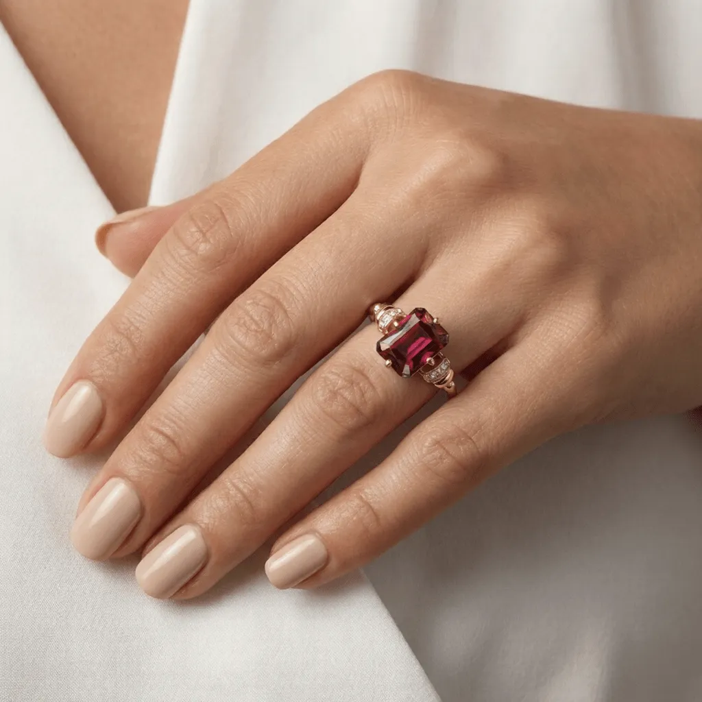 Fine Color Jewels Art Deco Rings for Women Sterling Silver Garnet Ring Emerald Cut Rings for Women 1.39 Carats January Birthstone Jewelry Garnet Jewelry Gift for Her sold by Zulily product image thumbnail 5