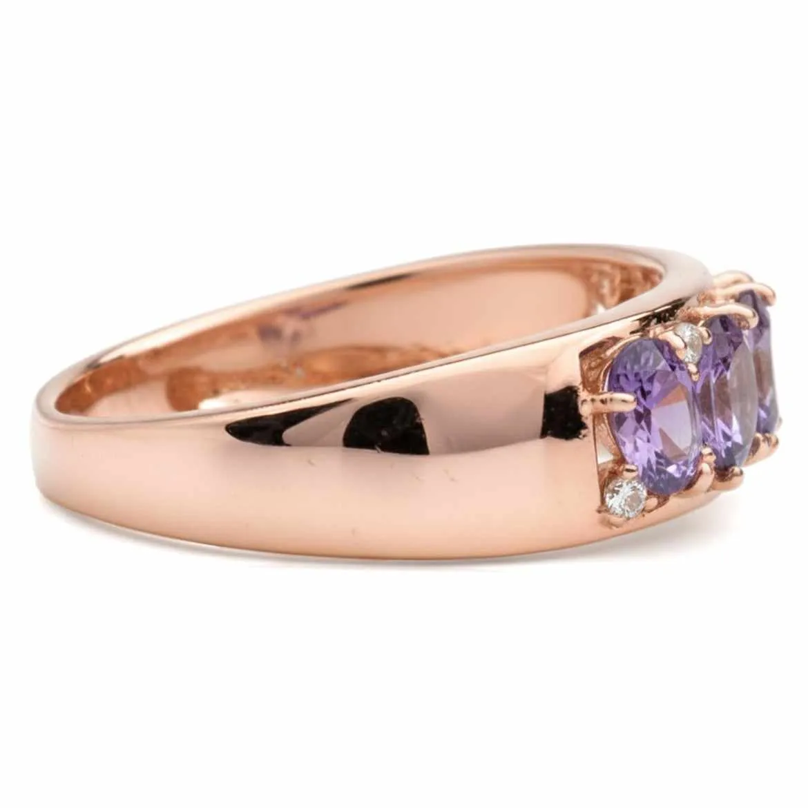 Fine Color Jewels Half Eternity Band Rings for Women Amethyst 14K Rose Gold Plated over Sterling Silver Marquise Ring February Birthstone Ring for Women Half Eternity Ring sold by Zulily product image thumbnail 4