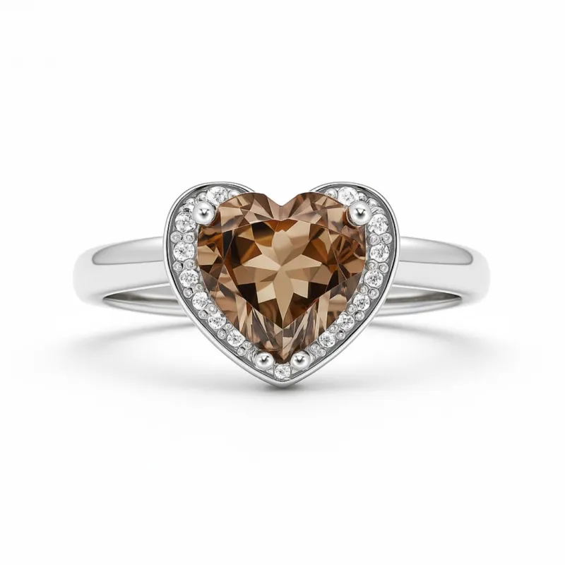 Fine Color Jewels Quartz Rings for Women Heart Shaped Rings for Women Sterling Silver Whisky Quartz Jewelry Valentines Day 1.60 Carats Jewelry Birthday Gifts for Her made by Zulily
