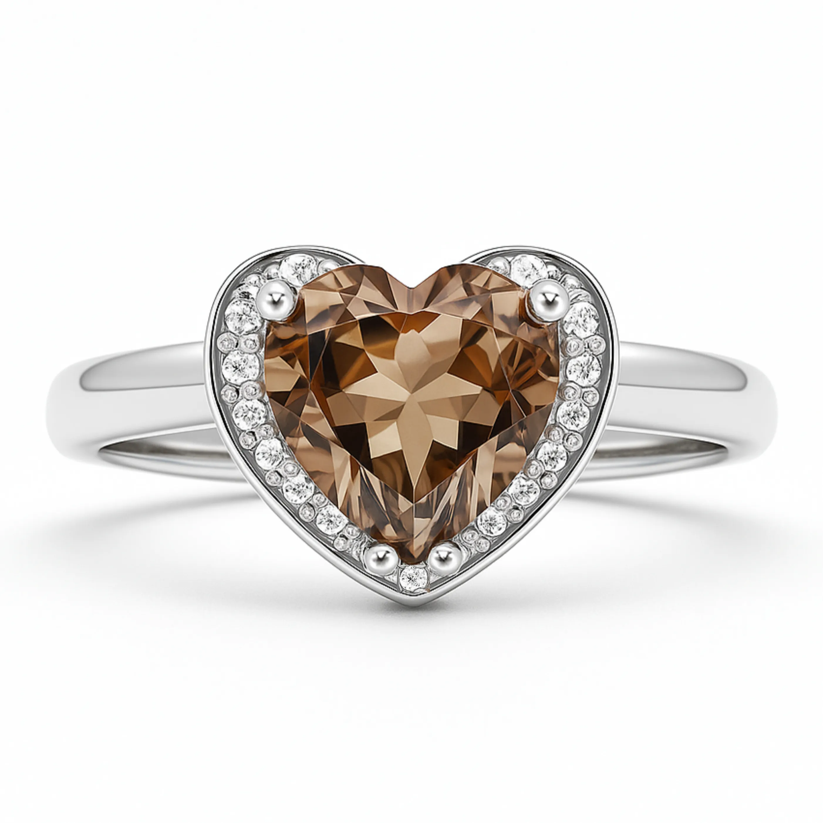 Fine Color Jewels Quartz Rings for Women Heart Shaped Rings for Women Sterling Silver Whisky Quartz Jewelry Valentines Day 1.60 Carats Jewelry Birthday Gifts for Her sold by Zulily product image thumbnail 3