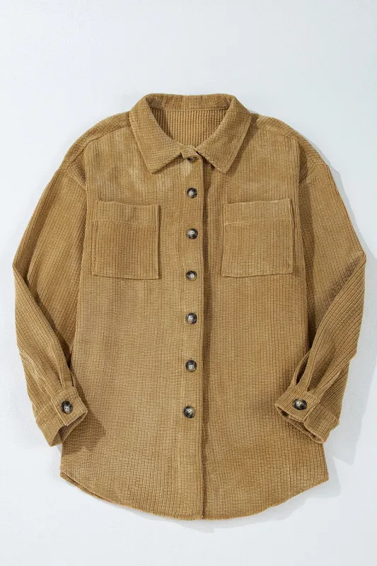 Threaded Pear Giuliana Patched Up Corduroy Shacket made by Threaded Pear