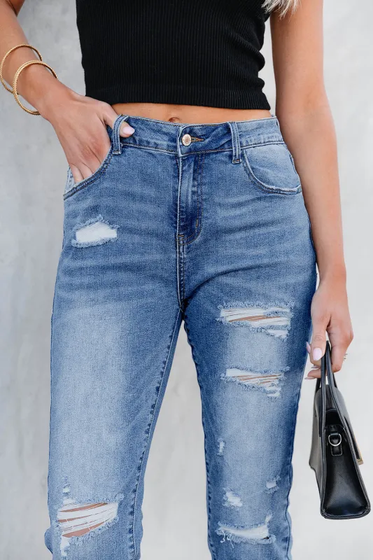 Threaded Pear Georgia Skinny Distressed Capri Jeans made by Threaded Pear