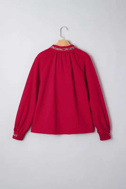 Threaded Pear Eve Jacquard Print Textured Blouse made by Threaded Pear