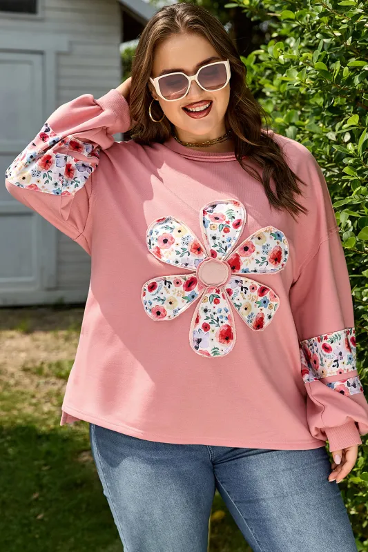 Threaded Pear Elizabeth applique Drop Shoulder Sweatshirt made by Threaded Pear