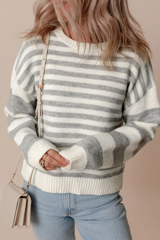 Threaded Pear Dylan Stripe Drop Shoulder Sweater made by Threaded Pear