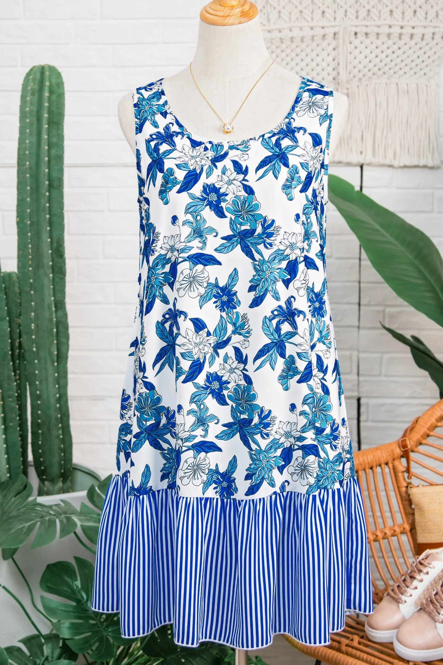Threaded Pear Dior Ruffle Hem Patchwork Dress sold by Zulily