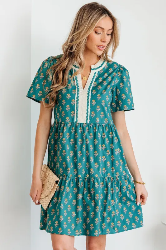 Threaded Pear Clover Short Sleeve Floral Dress made by Threaded Pear