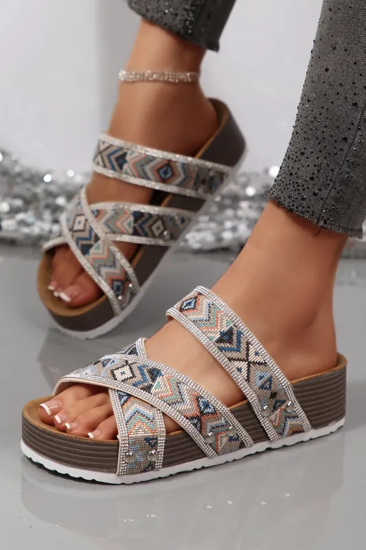 Threaded Pear Caroline Strappy Hollowed Platform Slippers made by Threaded Pear