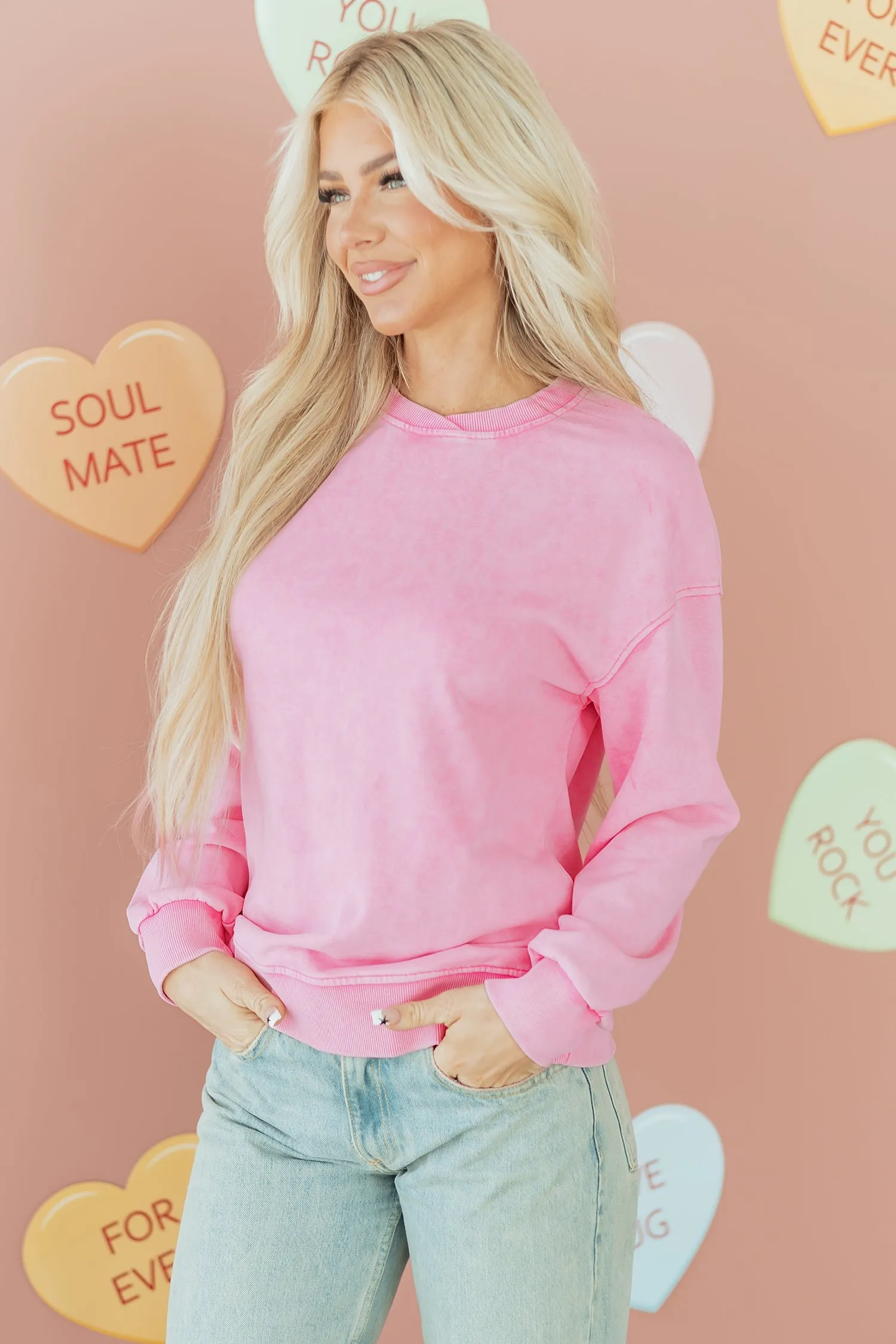 Threaded Pear Brinley Drop Shoulder Loose Sweatshirt sold by Zulily