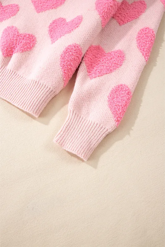 Threaded Pear Cali Heart Jacquard Knit Sweater made by Threaded Pear
