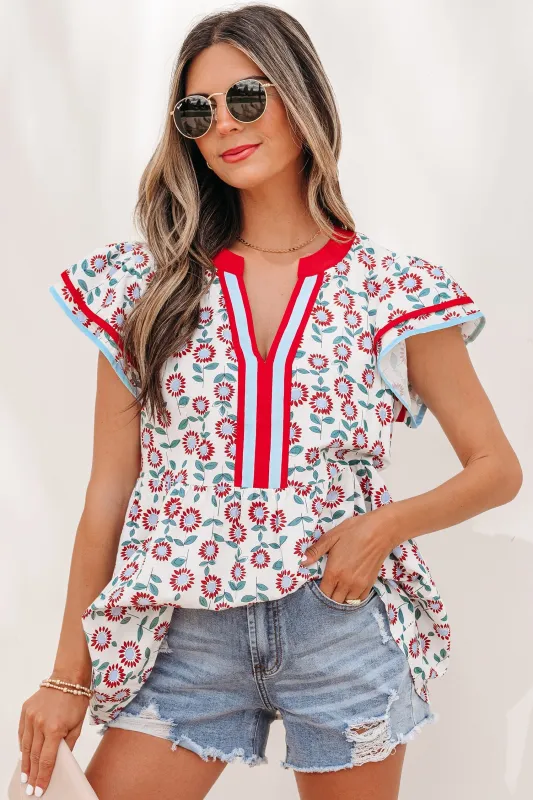 Threaded Pear Avery Trim Flutter Sleeve Blouse made by Threaded Pear