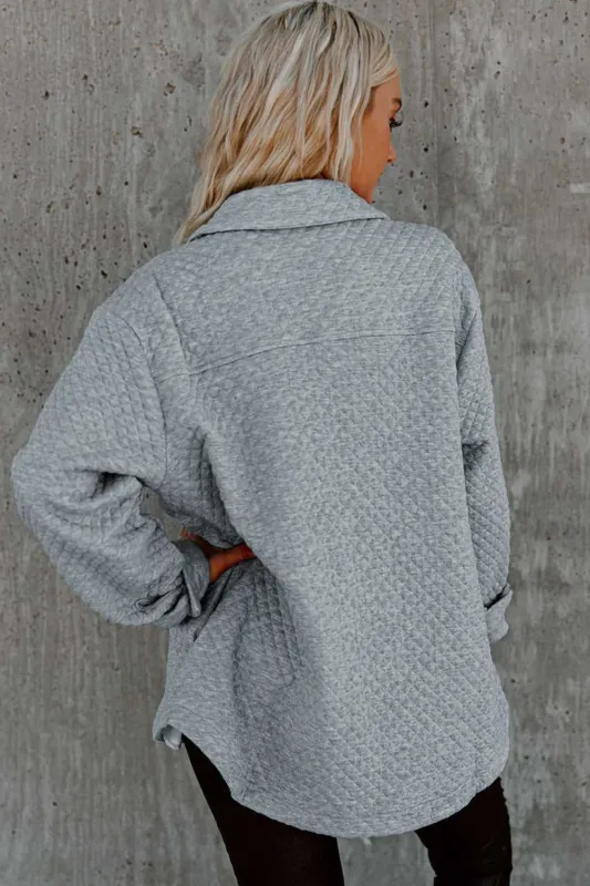 Threaded Pear Brooklynn Retro Quilted Flap Pocket Button Shacket made by Threaded Pear