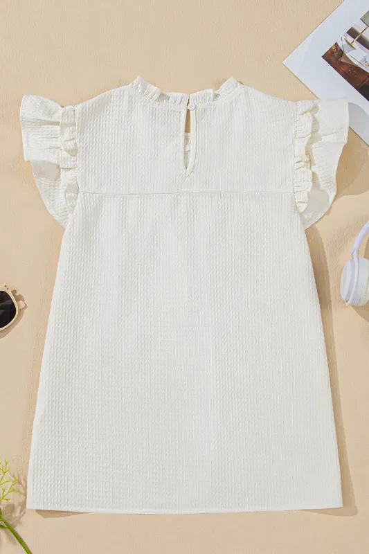 Threaded Pear Ava Trim Waffle Knit Blouse made by Threaded Pear